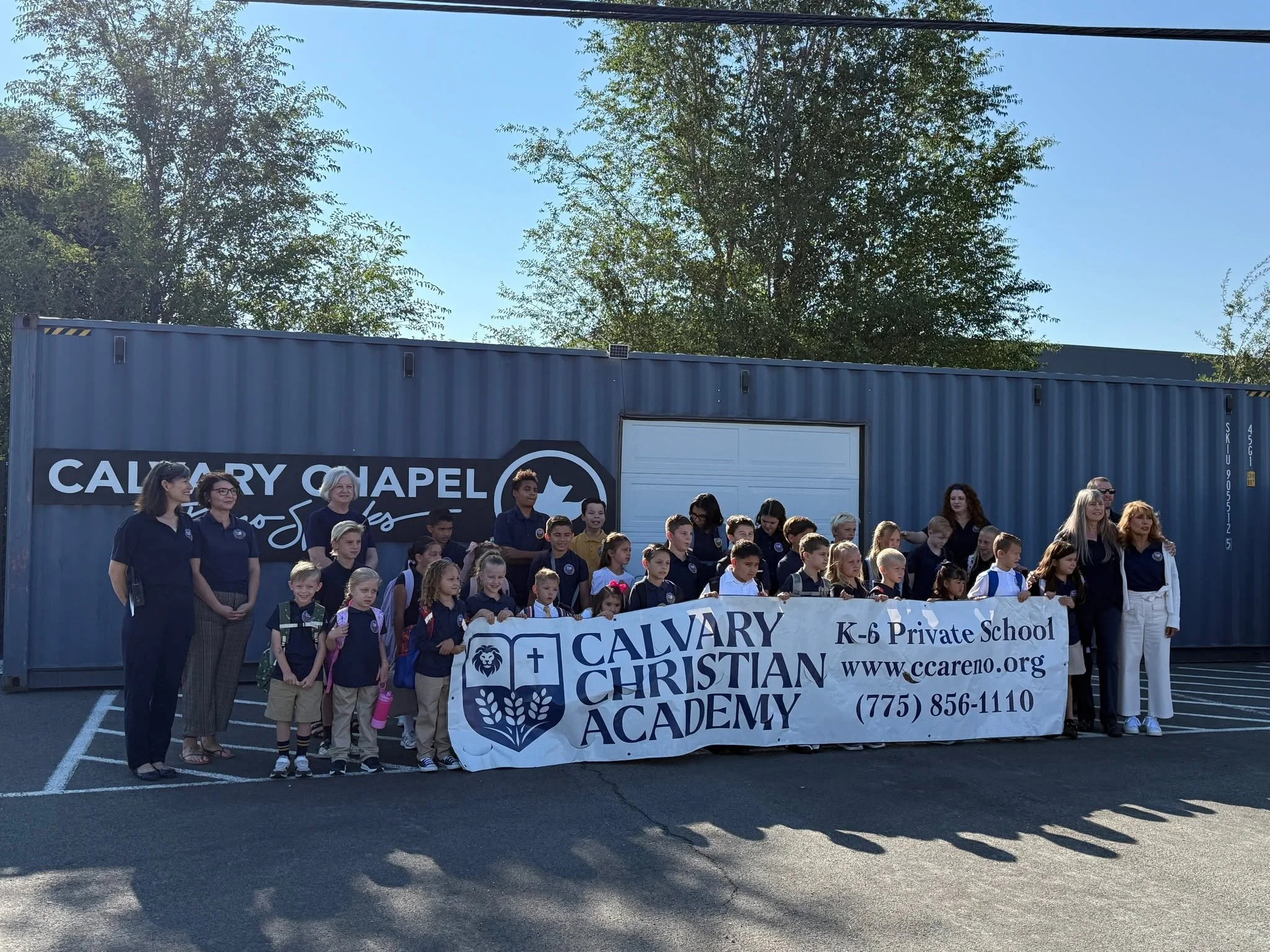 First day photo, finally! Took me the whole long weekend to recover from week one 🙂

Year two at Calvary Christian Academy kicked off August 31st. New shoes, sharp pencils, and a few nervous faces at 9:00 that had turned brave by lunch.

Here's the 