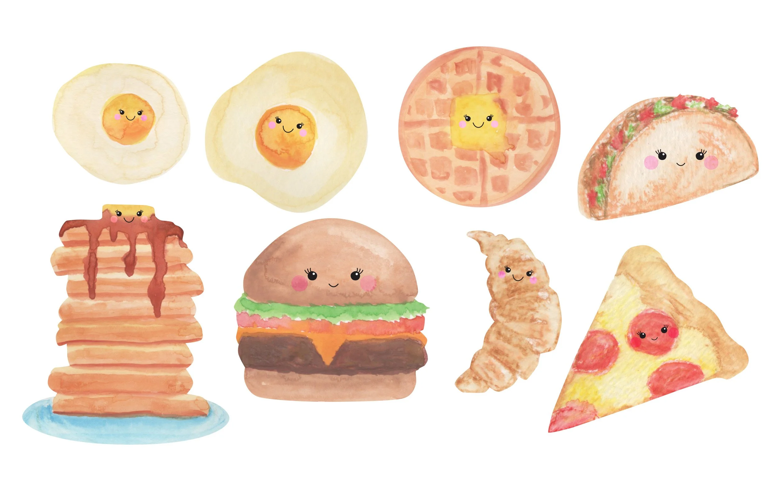 watercolor fun foods