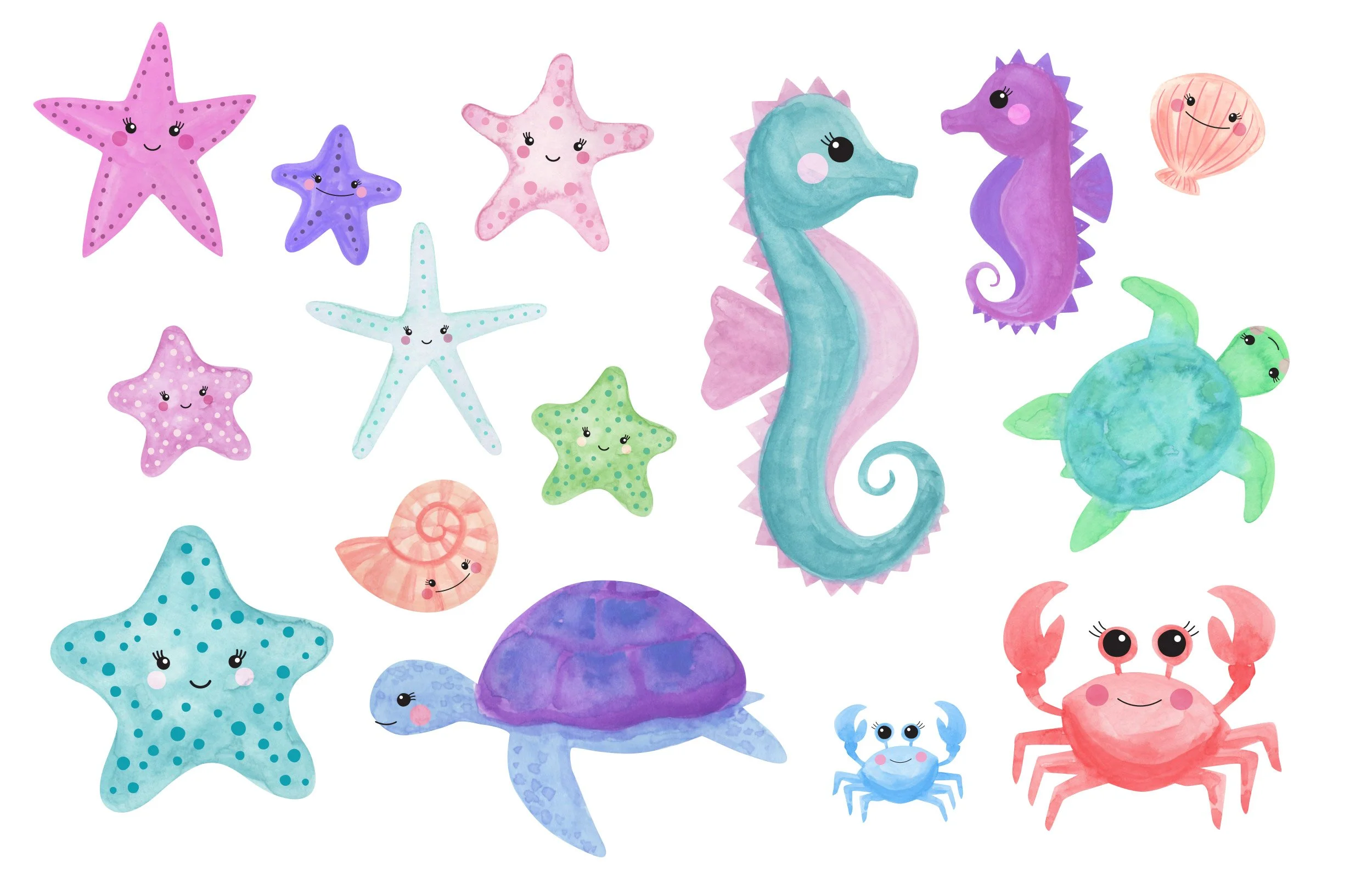 watercolor sea creatures
