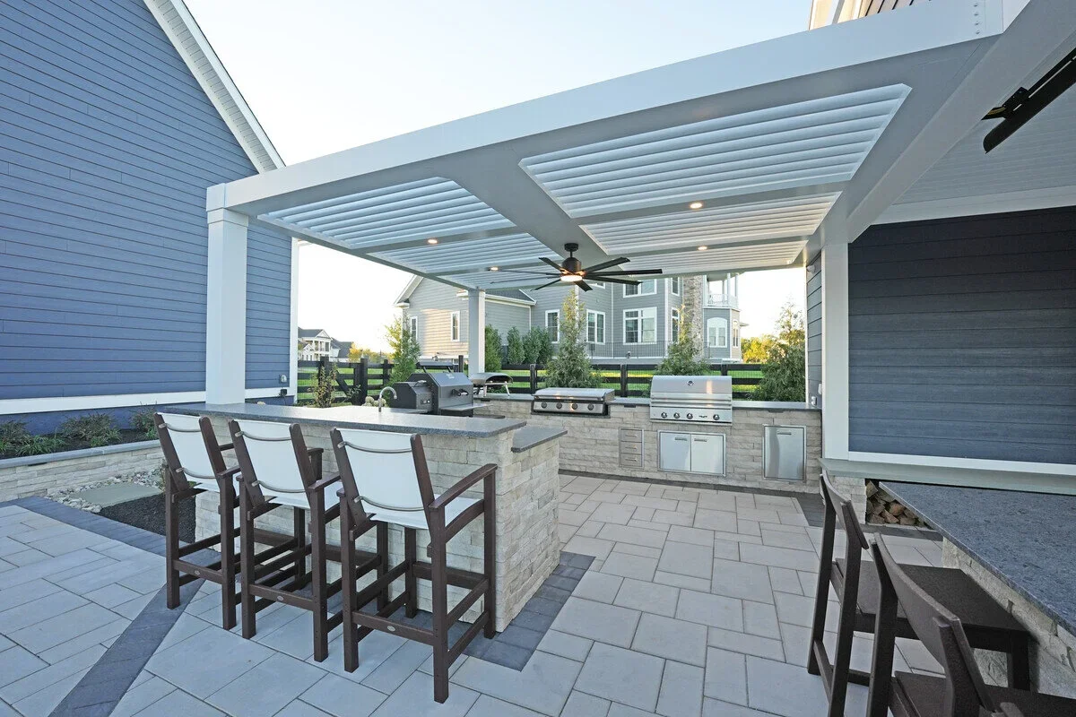 StruXure Pergola and outdoor kitchen by Deckscapes of VA.webp