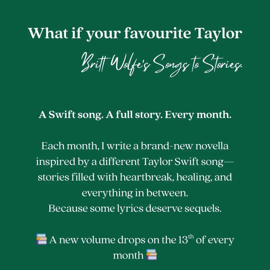 What if your favourite Taylor Swift lyrics were the beginning of something more?

Each month, I write a brand-new novella inspired by a different Taylor Swift song&mdash;stories filled with heartbreak, healing, and everything in between.

From All To