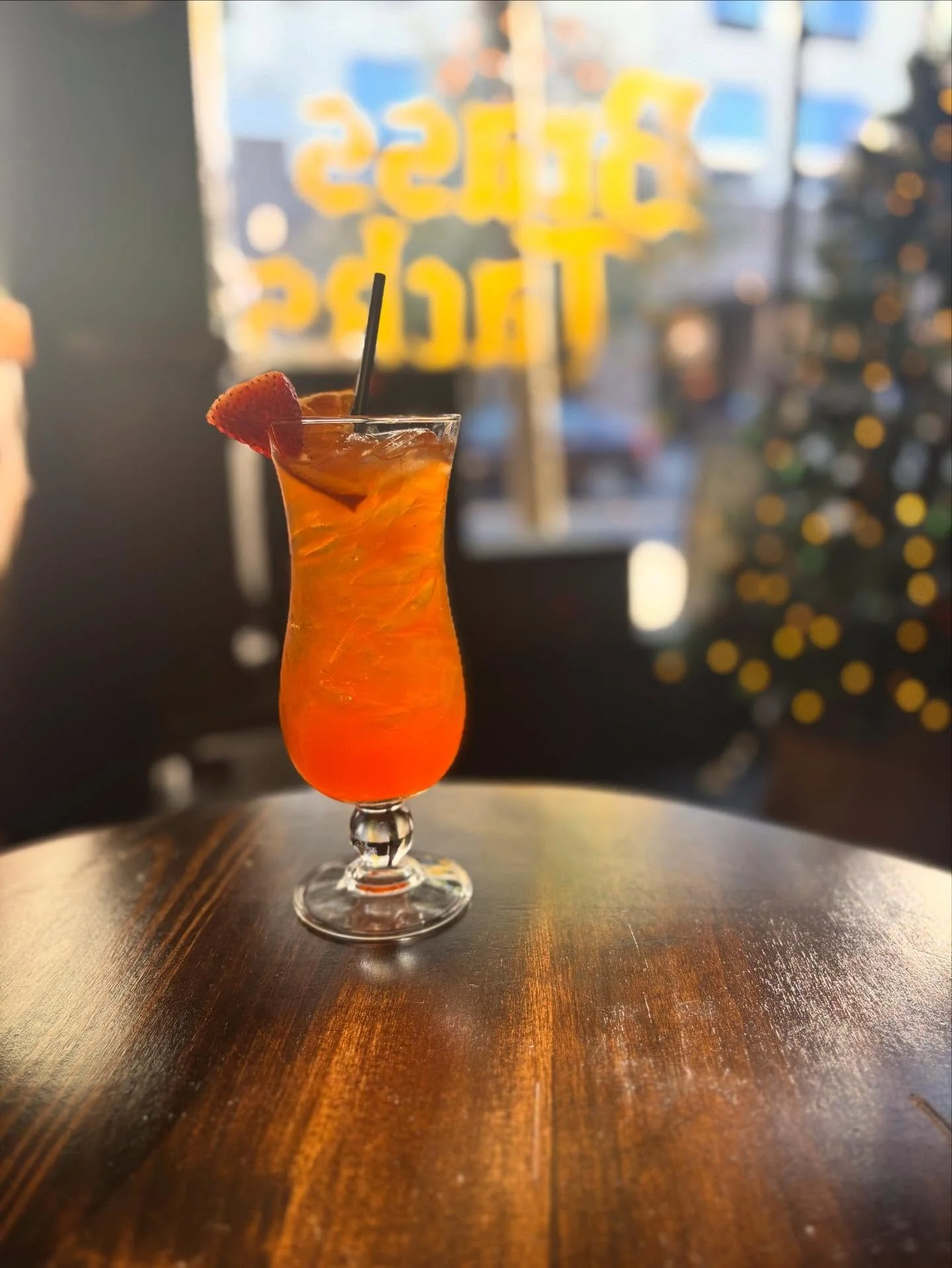 Merry Christmas!! We are open today! 🎄
Take a cousins walk over to Grace Street and imbibe in a beer, slushie, wine, cocktail, or thc beverage. 

Diego Diego(pictured)
Muddled strawberry with lemon, Montenegro, and Blanco tequila topped with orange 