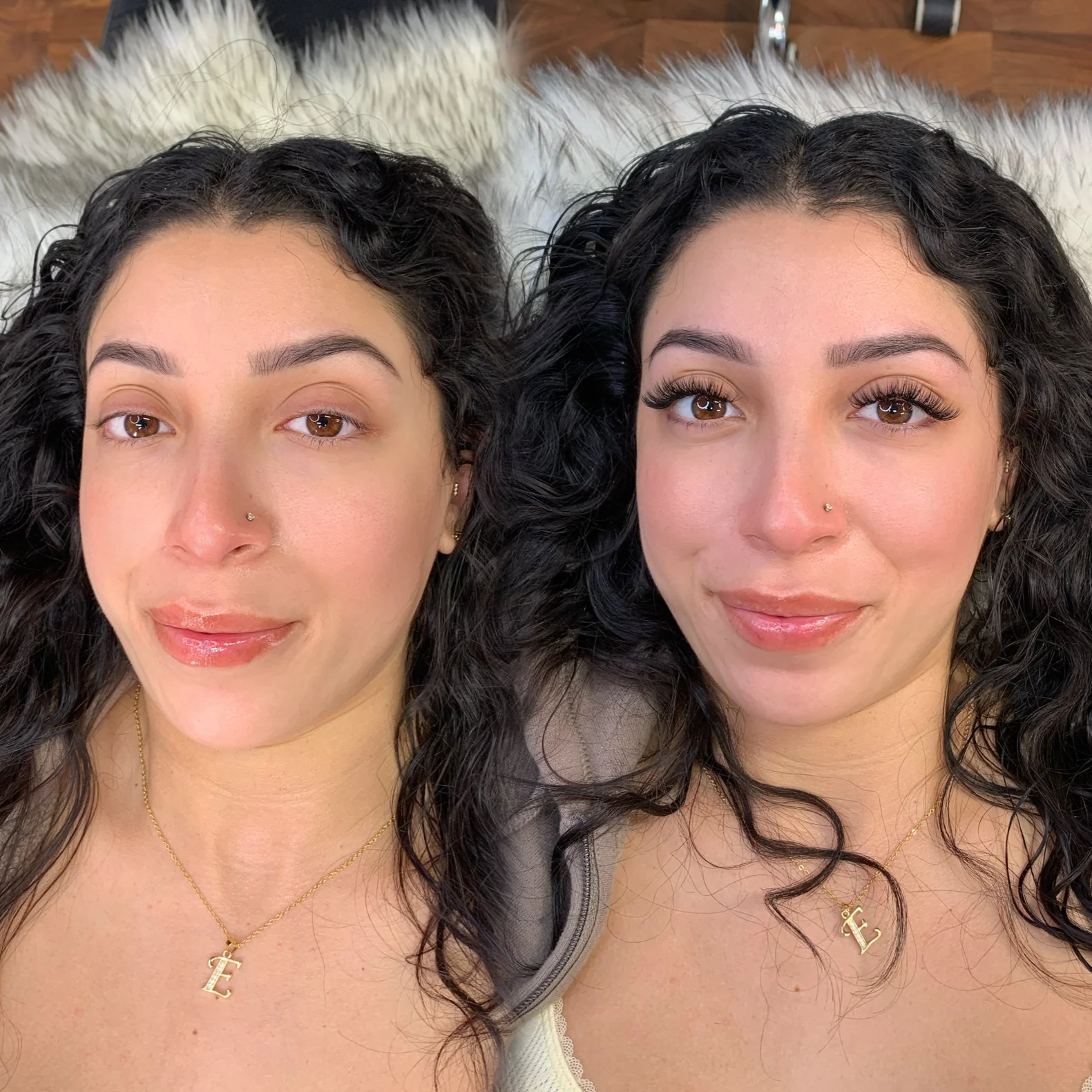 Nano brows before and after showing natural hairstroke eyebrows at Thao SD Brow & Lash in