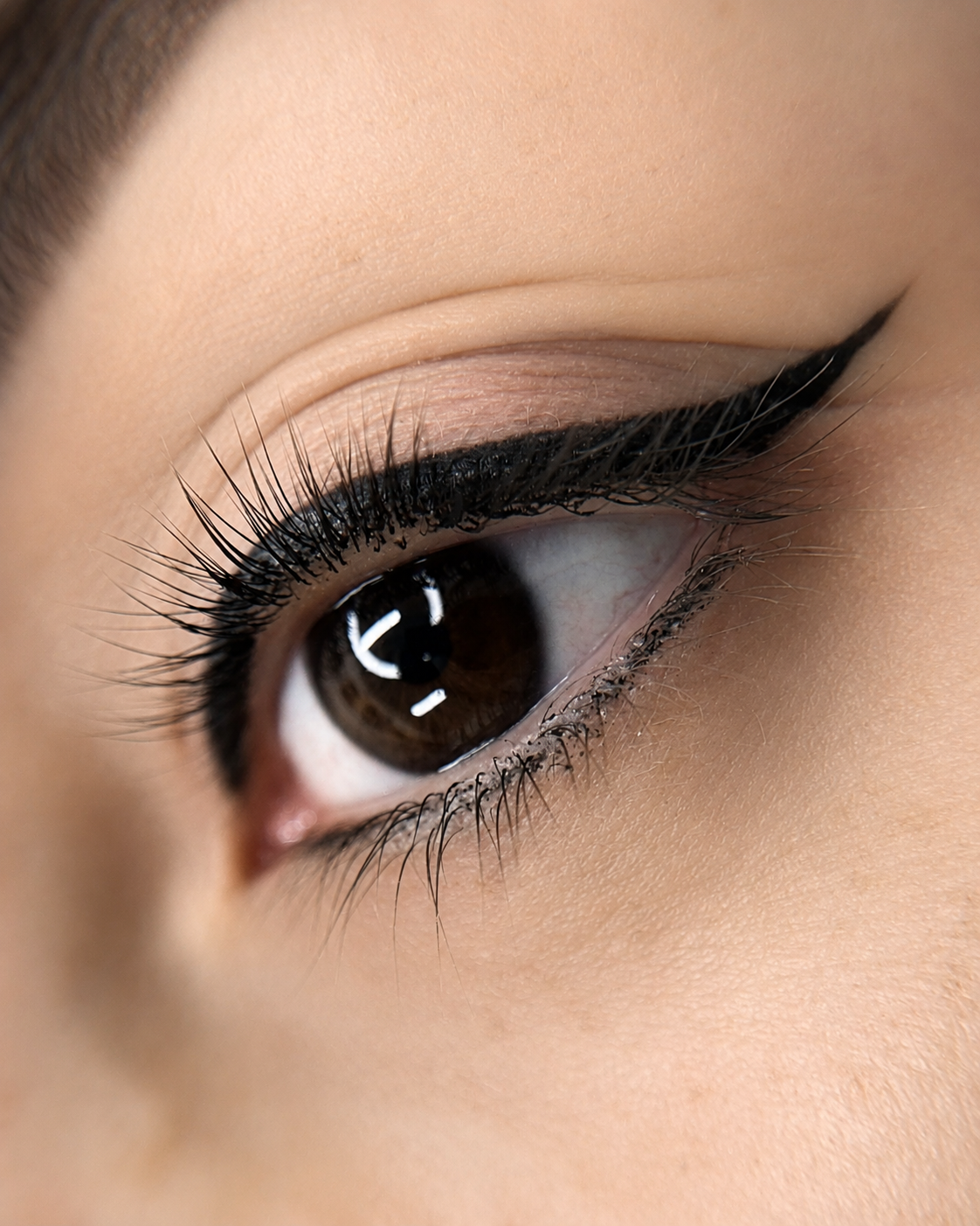 Before and after permanent eyeliner tattoo showing defined eyes in San Diego