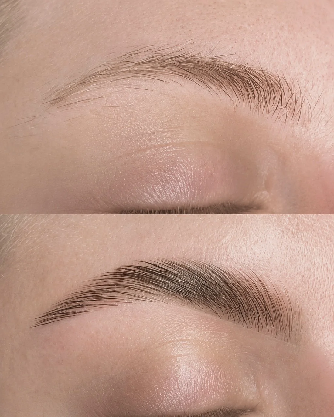 Brow lamination with lifted and defined natural brows at Thao SD Brow & Lash in San Diego