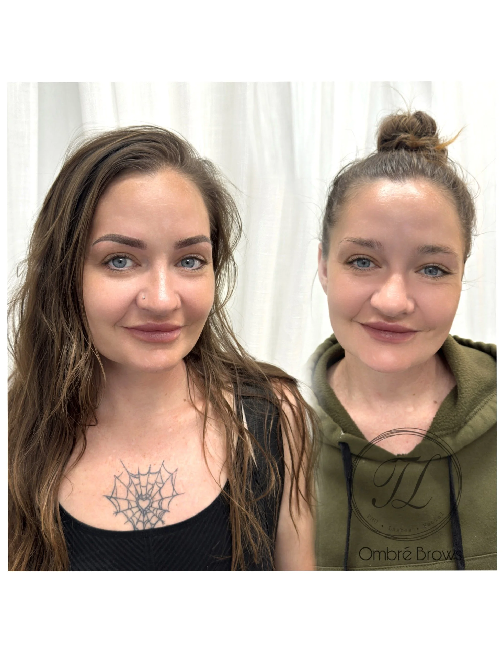 Powder ombré brows before and after at Thao SD Brow & Lash in San Diego