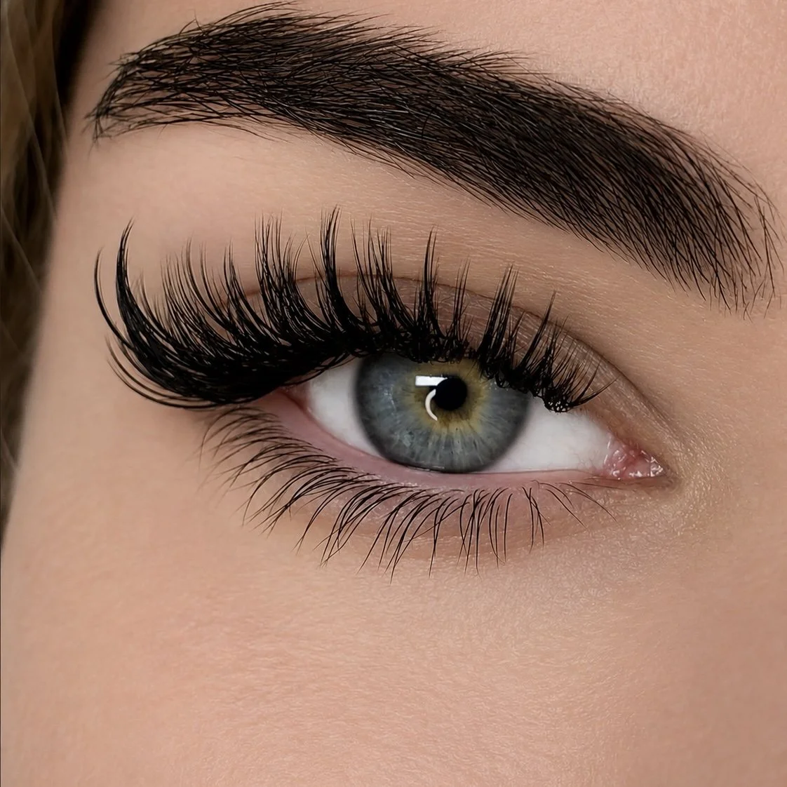 Wispy hybrid eyelash extensions, San Diego