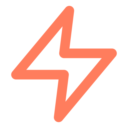 Icon of a lightning bolt in orange color.
