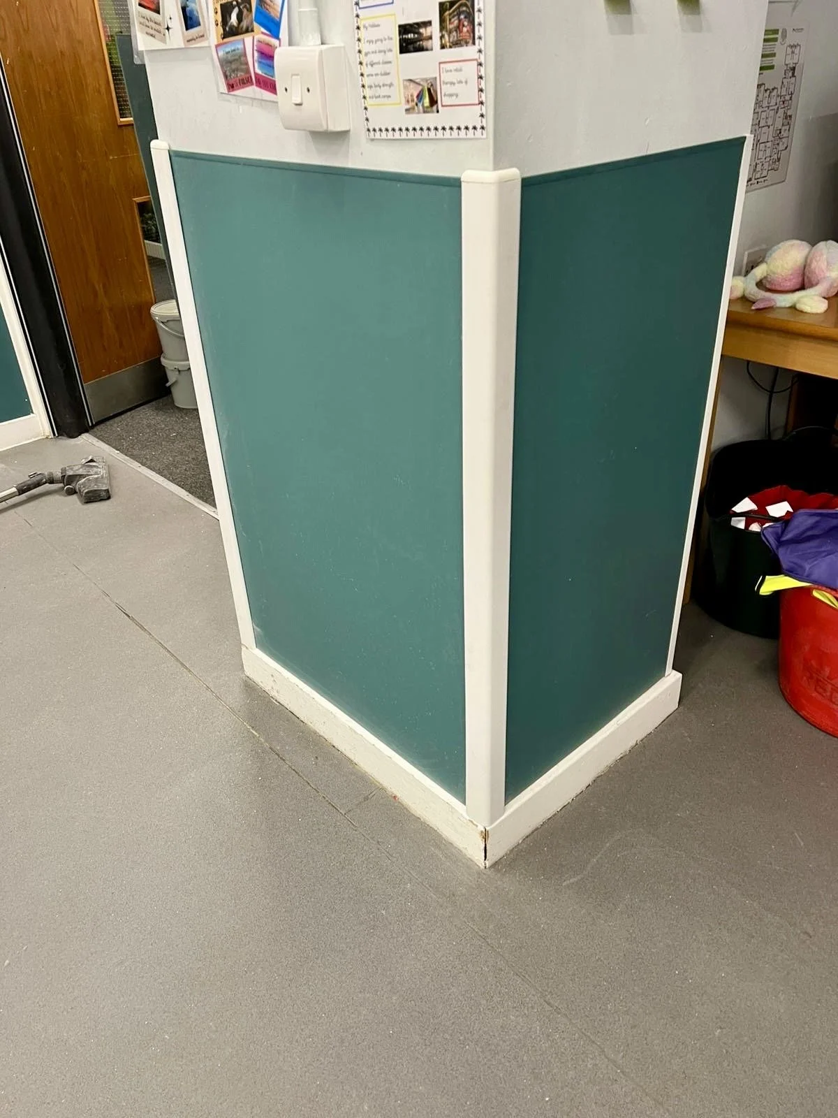 Installation of hard wearing hygienic wall cladding, at Iwade School in Sittingbourne Kent, installed by Cladify.