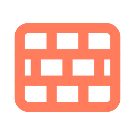 Icon of a calculator with a peach-colored body and black screen and buttons