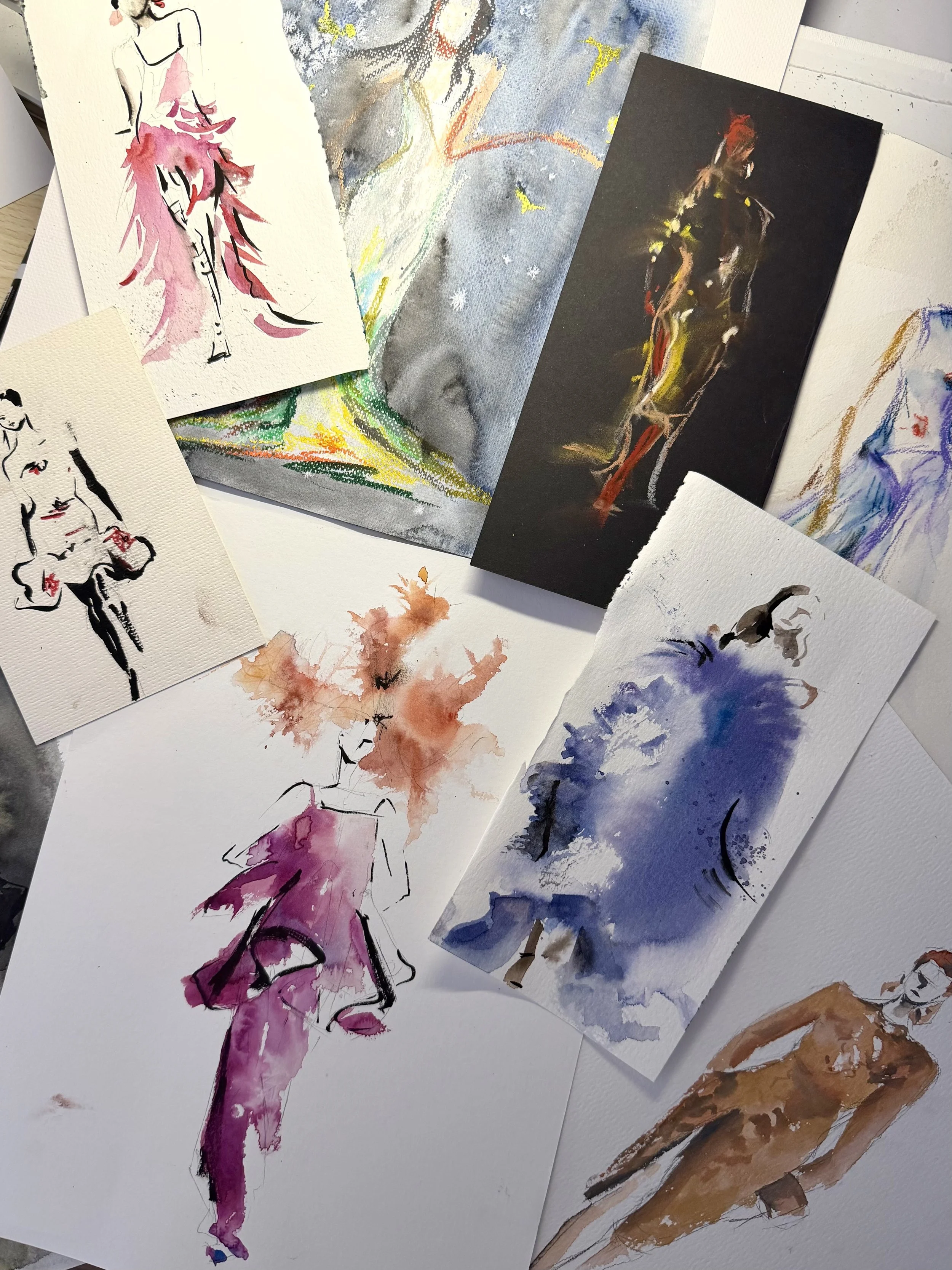 Collection of custom watercolor fashion illustrations