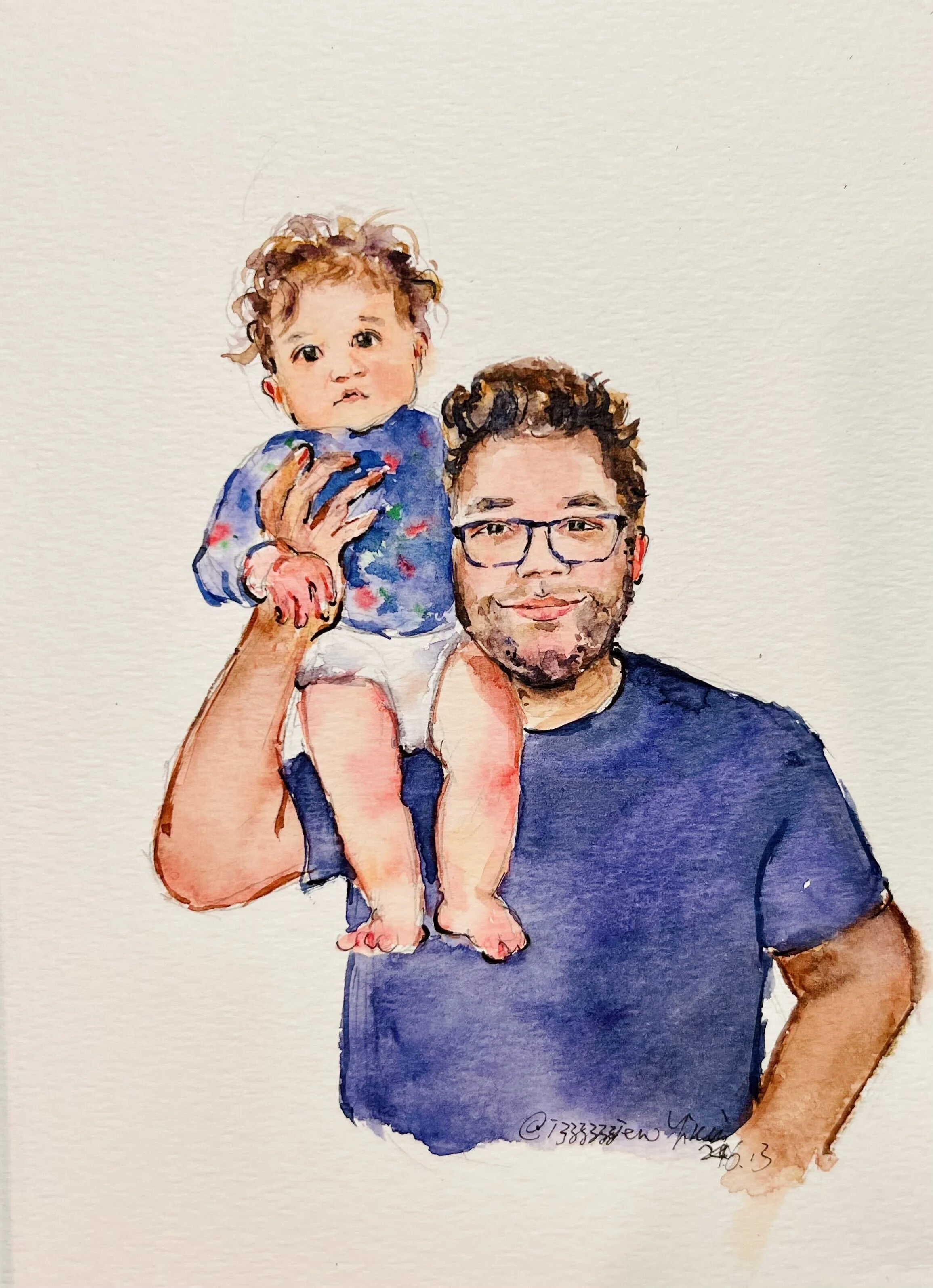 Father & Child — A quiet everyday moment, painted to be remembered.