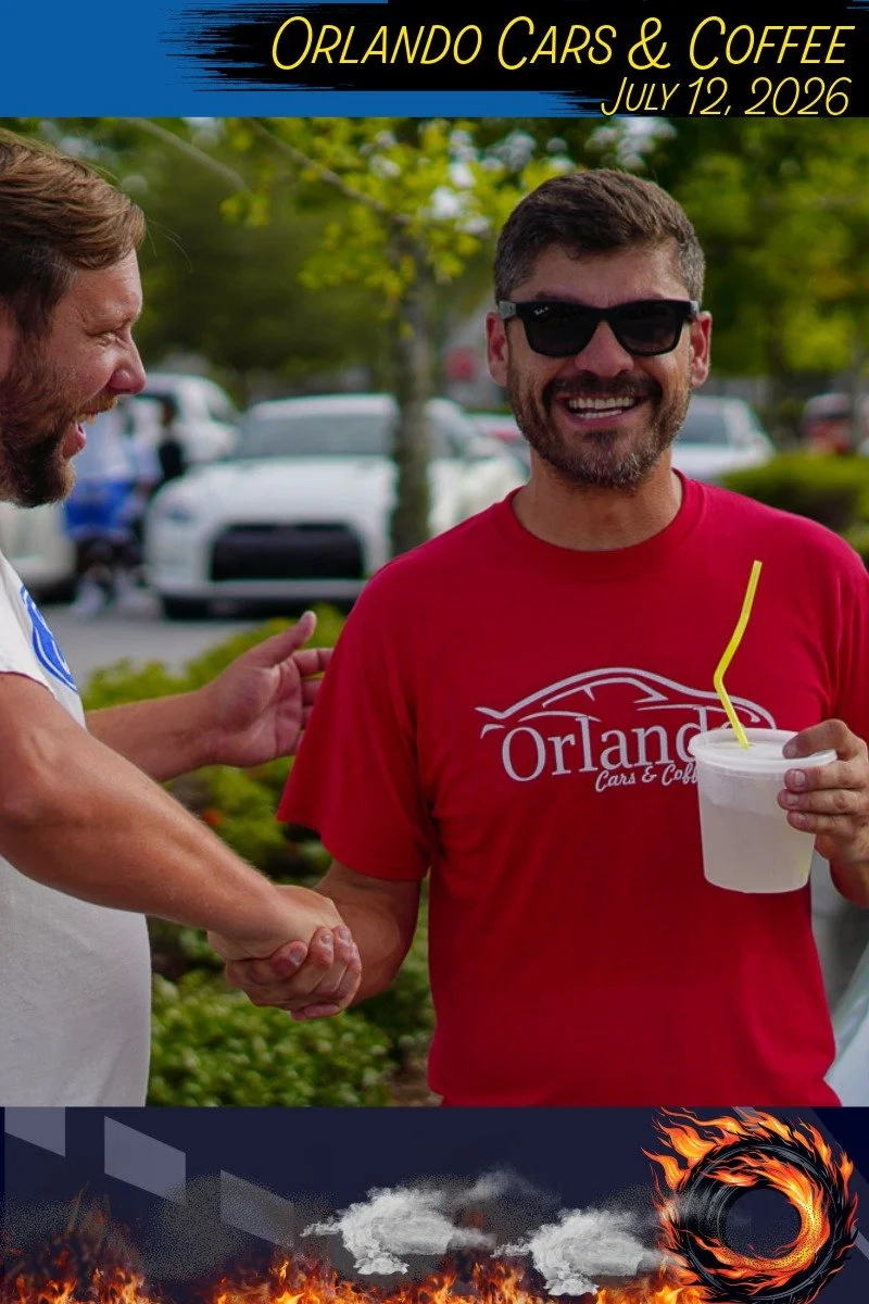 Stewart Sensor shaking hands at Orlando Cars and Coffee July 2026