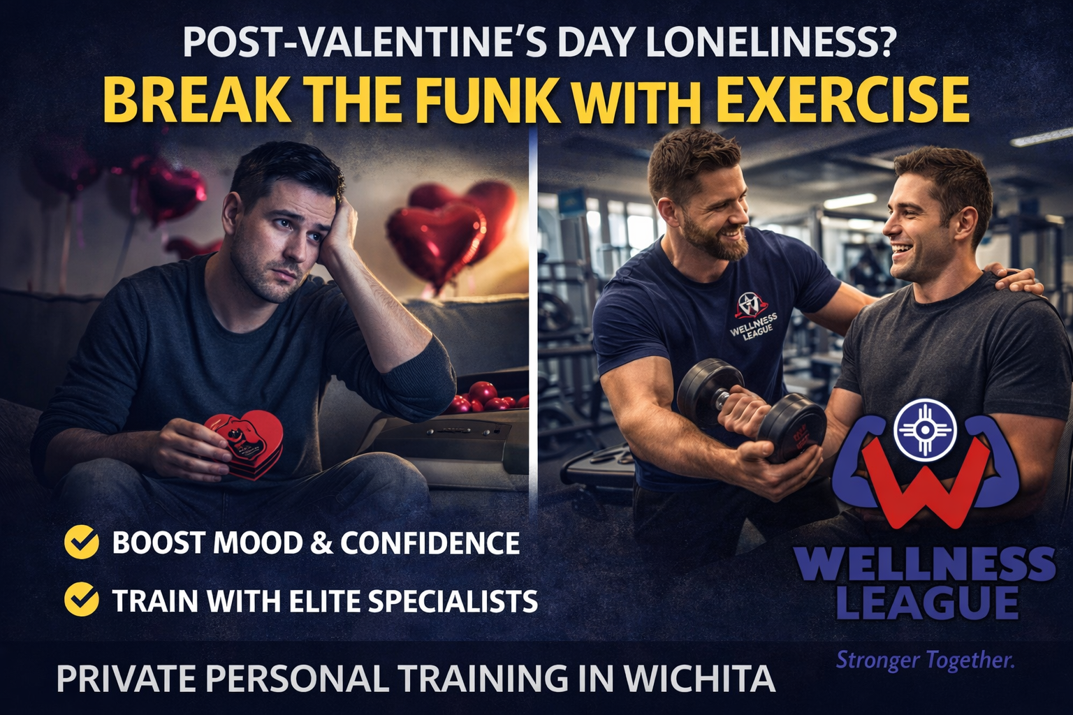 Post-Valentine’s Day Loneliness? How Exercise Can Boost Mood &amp; Confidence: A Wellness League Wichita’s Guide to getting your groove back!