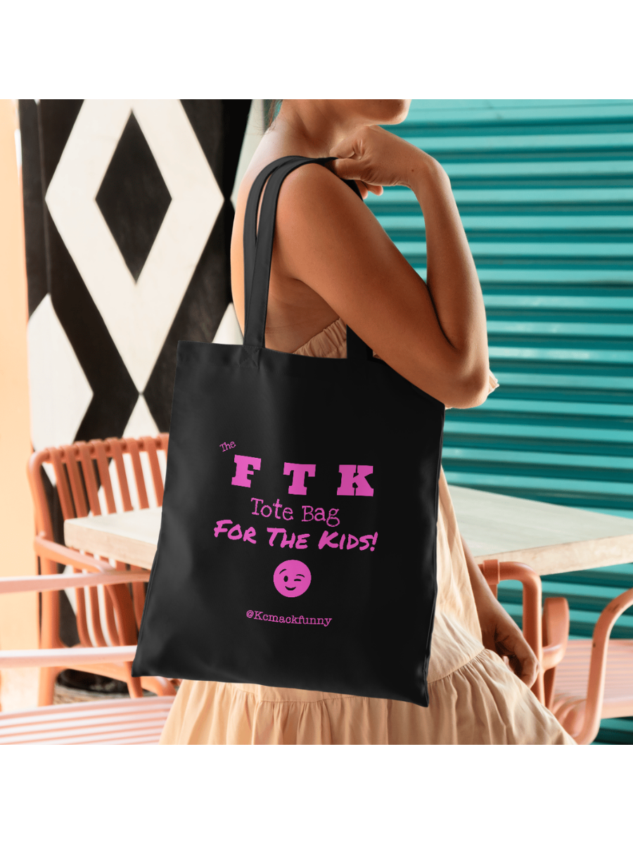 ***NEW***  The Official Double-Sided "FTK" Tote Bag- For the Kids!- BLACK/HOT PINK