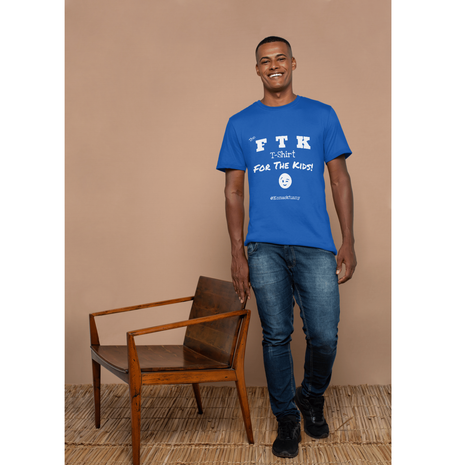 The OFFICIAL “FTK” T-Shirt-BLUE and WHITE-Male Model-2.png