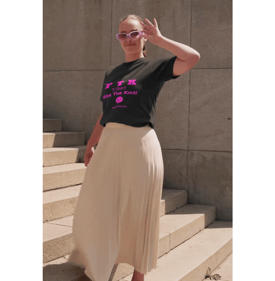 Video-FTK T-Shirt-BLACK and HOT PINK-Female Model-1.gif
