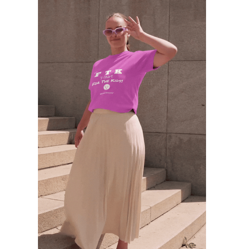 Video-FTK T-Shirt-PINK and WHITE-Female Model-1.gif