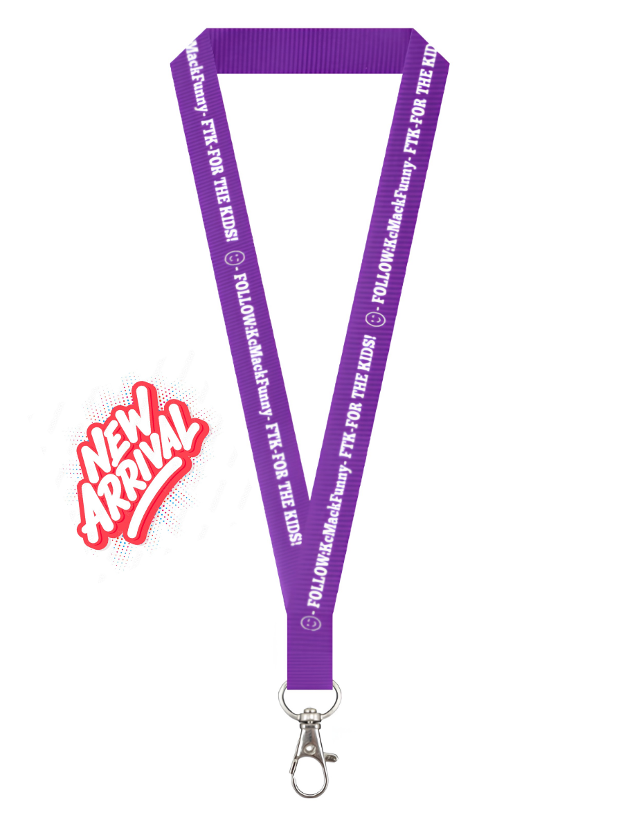 FOLLOW-KcMackFunny-FTK-FOR THE KIDS-Lanyard-Purple and White-Hook-3x4-NEW ARRIVAL.png