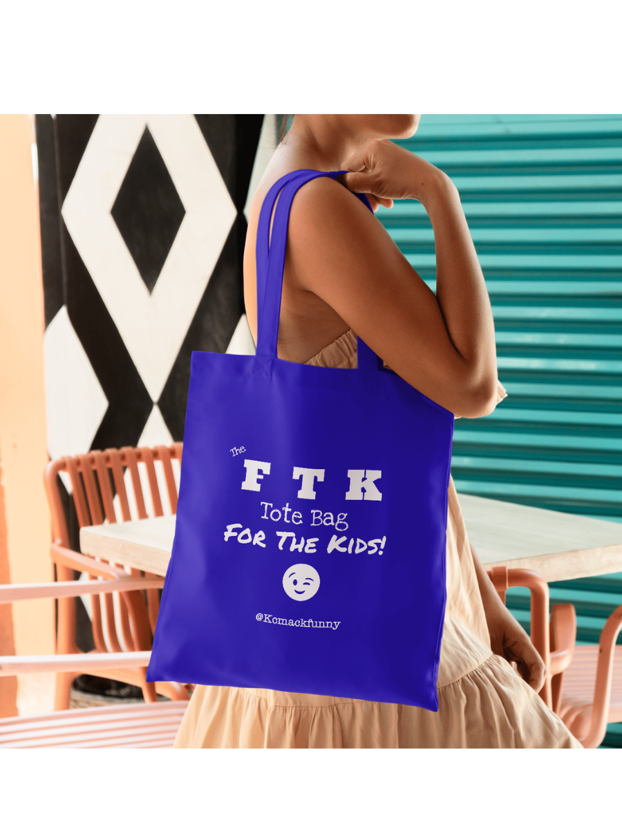 ***NEW***  The Official Double-Sided "FTK" Tote Bag- For the Kids!- BLUE