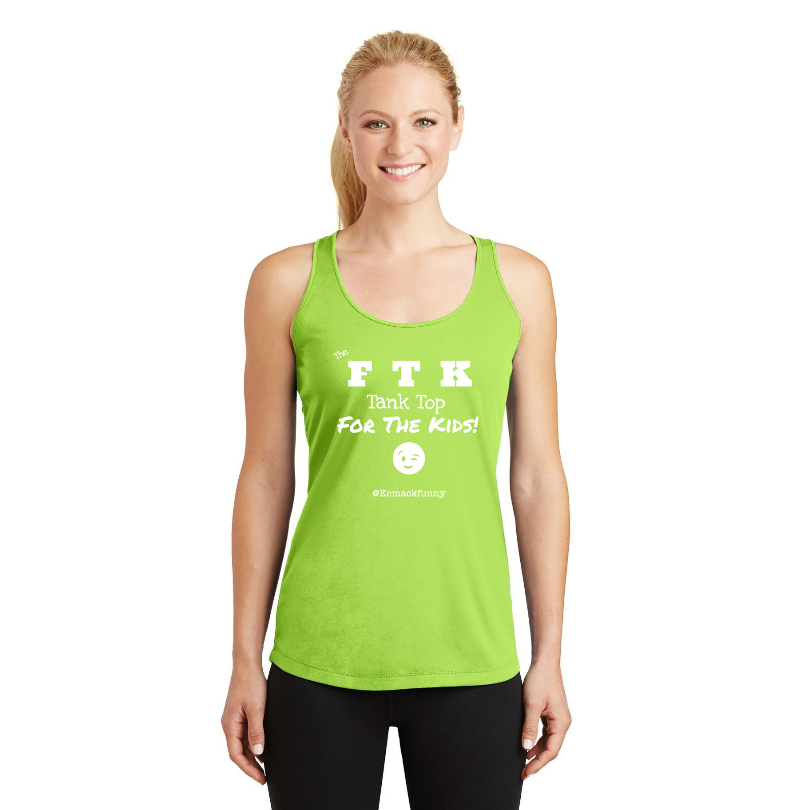 The OFFICIAL FTK Tank Top-LIME GREEN and WHITE.png