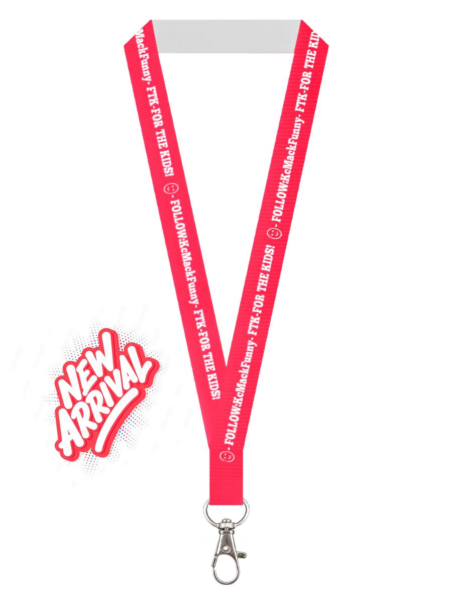 FOLLOW-KcMackFunny-FTK-FOR THE KIDS-Lanyard-Red and White-Hook-3x4-NEW ARRIVAL.png