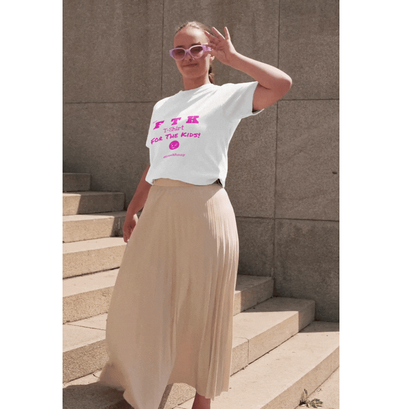 Video-FTK T-Shirt-WHITE and HOT PINK-Female Model-1.gif