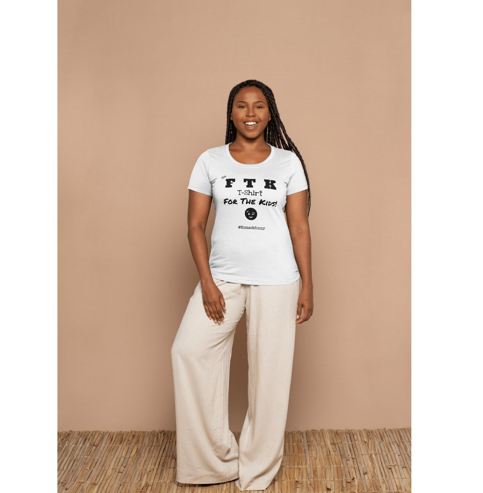 The OFFICIAL “FTK” T-Shirt-WHITE and BLACK-Female Model-5.png