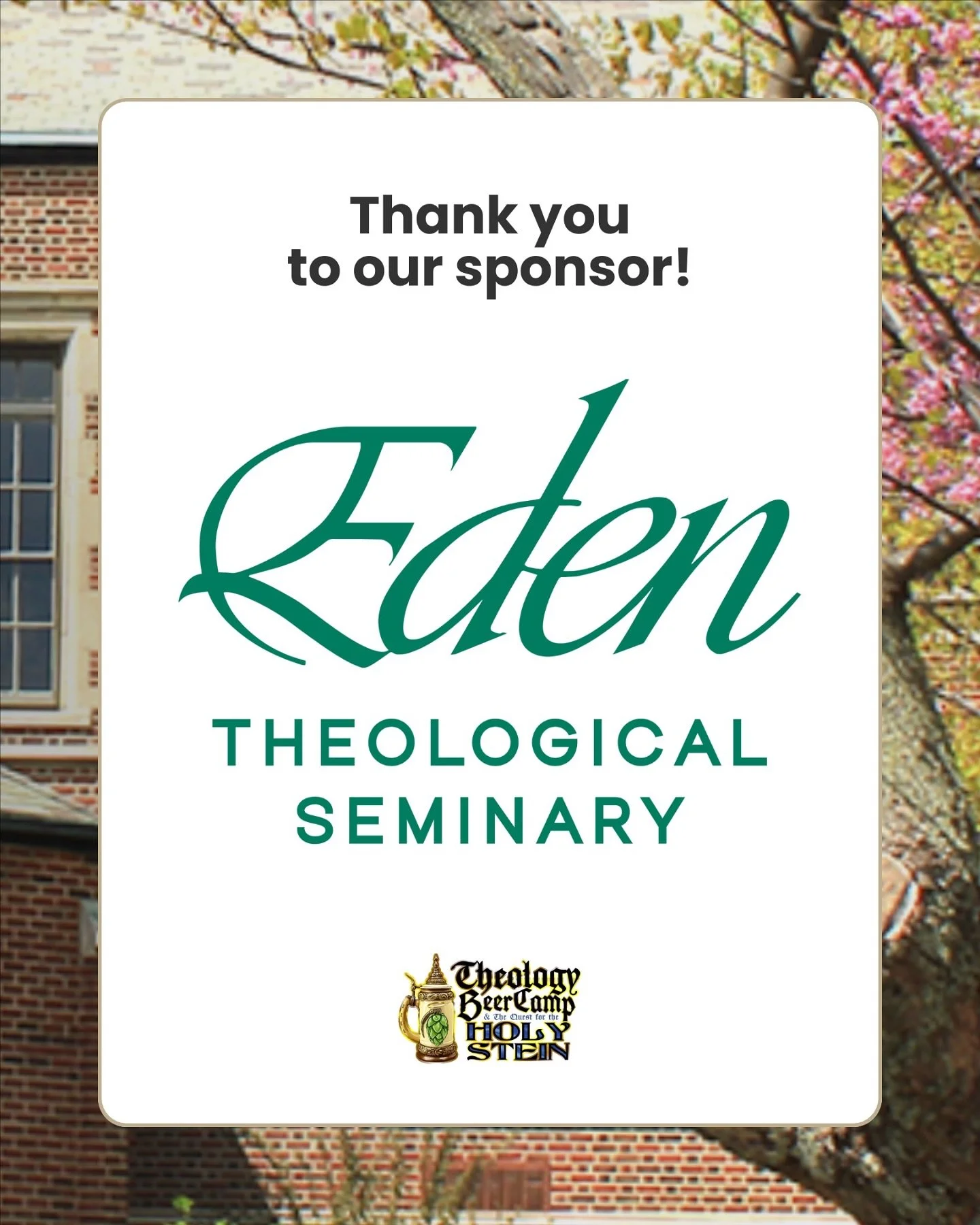Shout out to our sponsor @edenseminary!

Eden Theological Seminary is called to strengthen the life of the church by educating leaders with theological imagination and faithful resilience to join God&rsquo;s loving and liberating work in the world. 
