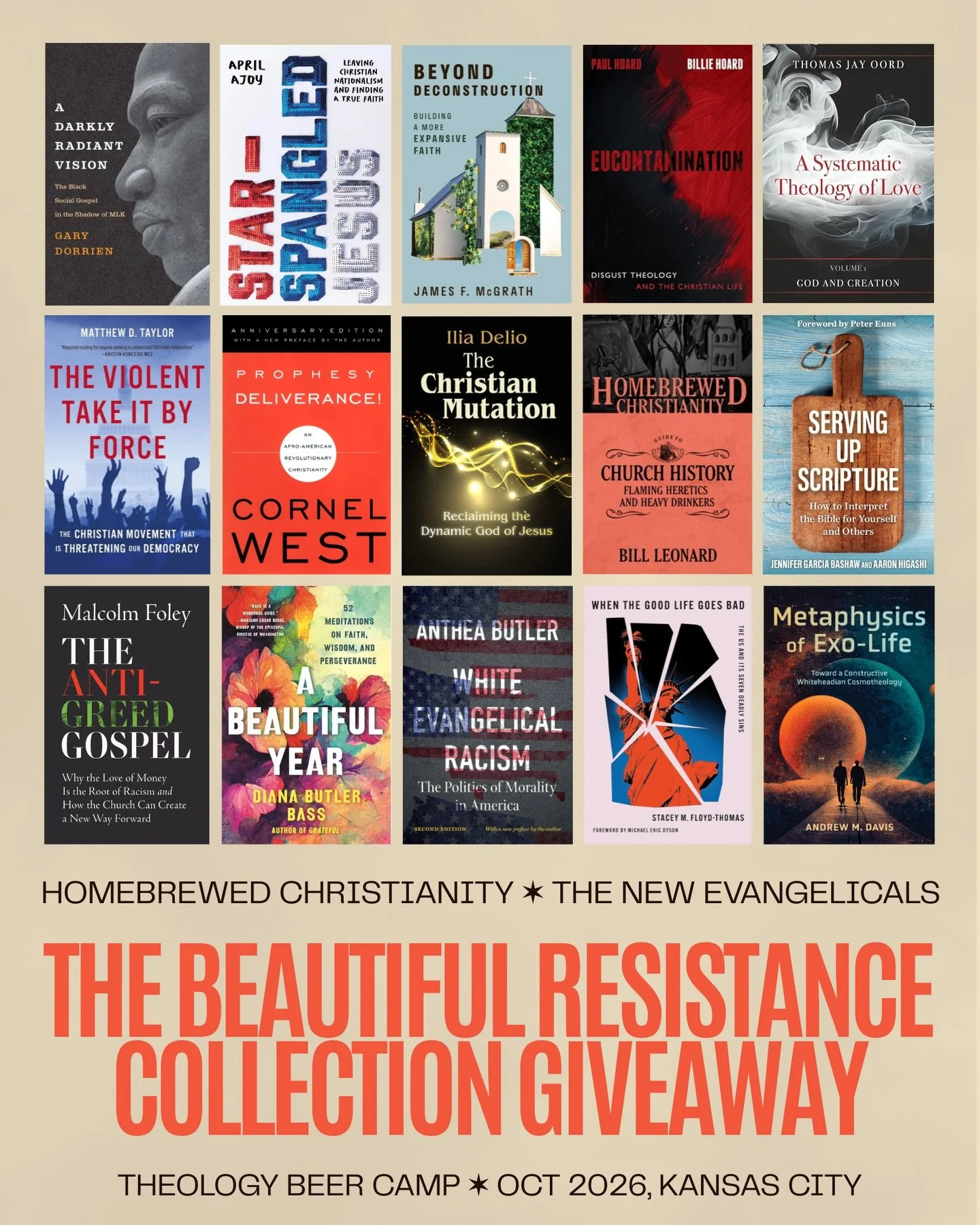 Did you catch the Theology Beer Camp giveaway that&rsquo;s happening?! 

The Grand Prize includes 10 of these books, written by authors who have sat across the mic with Tripp Fuller, Tim Whitaker, and the God-Pod network. 

📚 THE COLLECTION INCLUDES