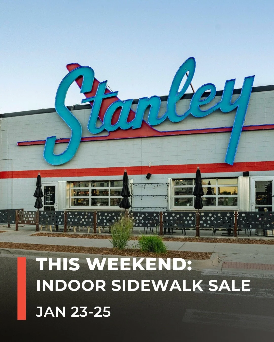 This Friday through Sunday, it's sidewalk sale season at Stanley (but indoors where it's warm)!

Find amazing savings on: 
&rarr;Fresh fits &amp; one-of-a-kind vintage finds 
&rarr;Toys &amp; books for the kiddos (or yourself) 
&rarr;Thoughtful gifts