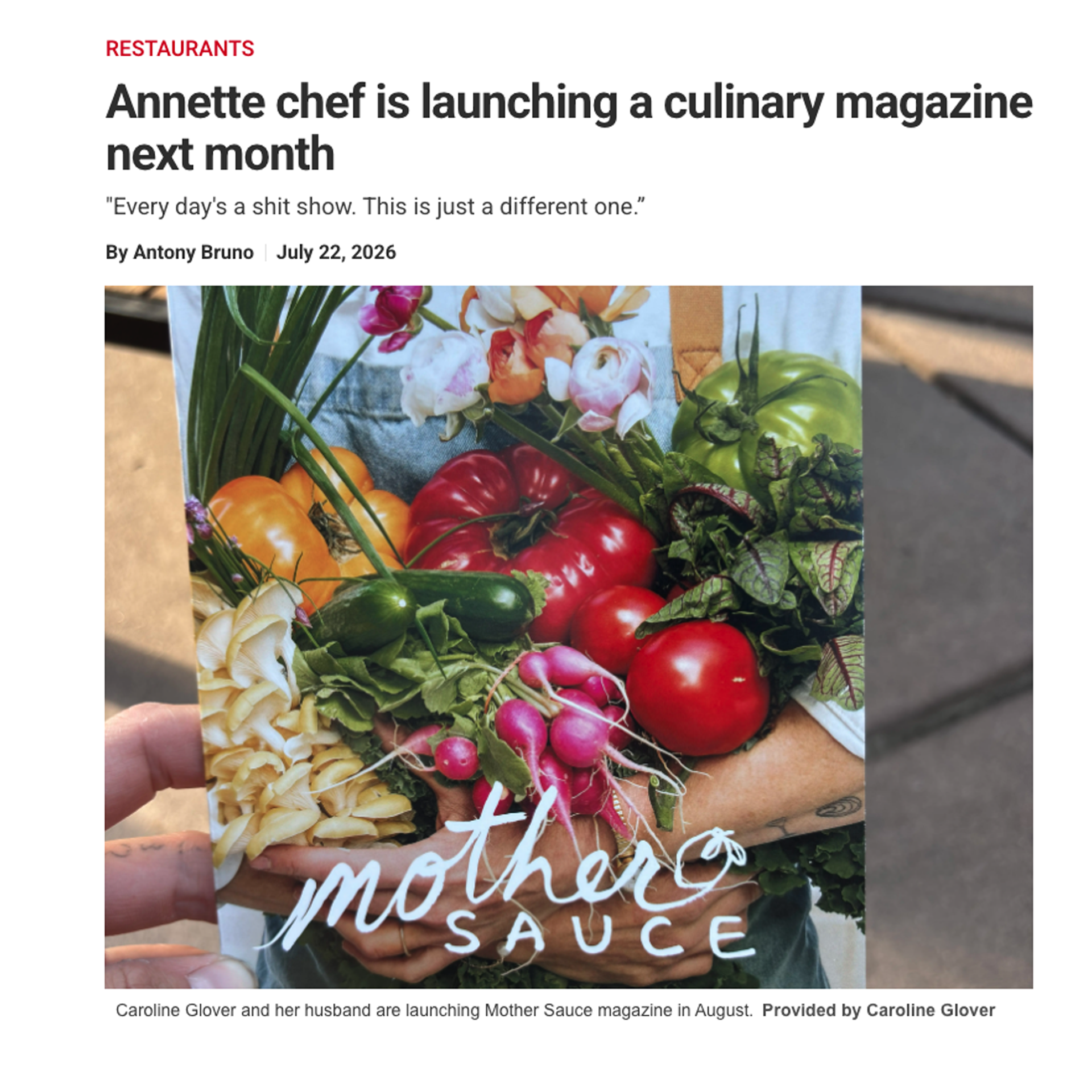From Chef Caroline Glover: Mother Sauce Volume 1 Coming Soon