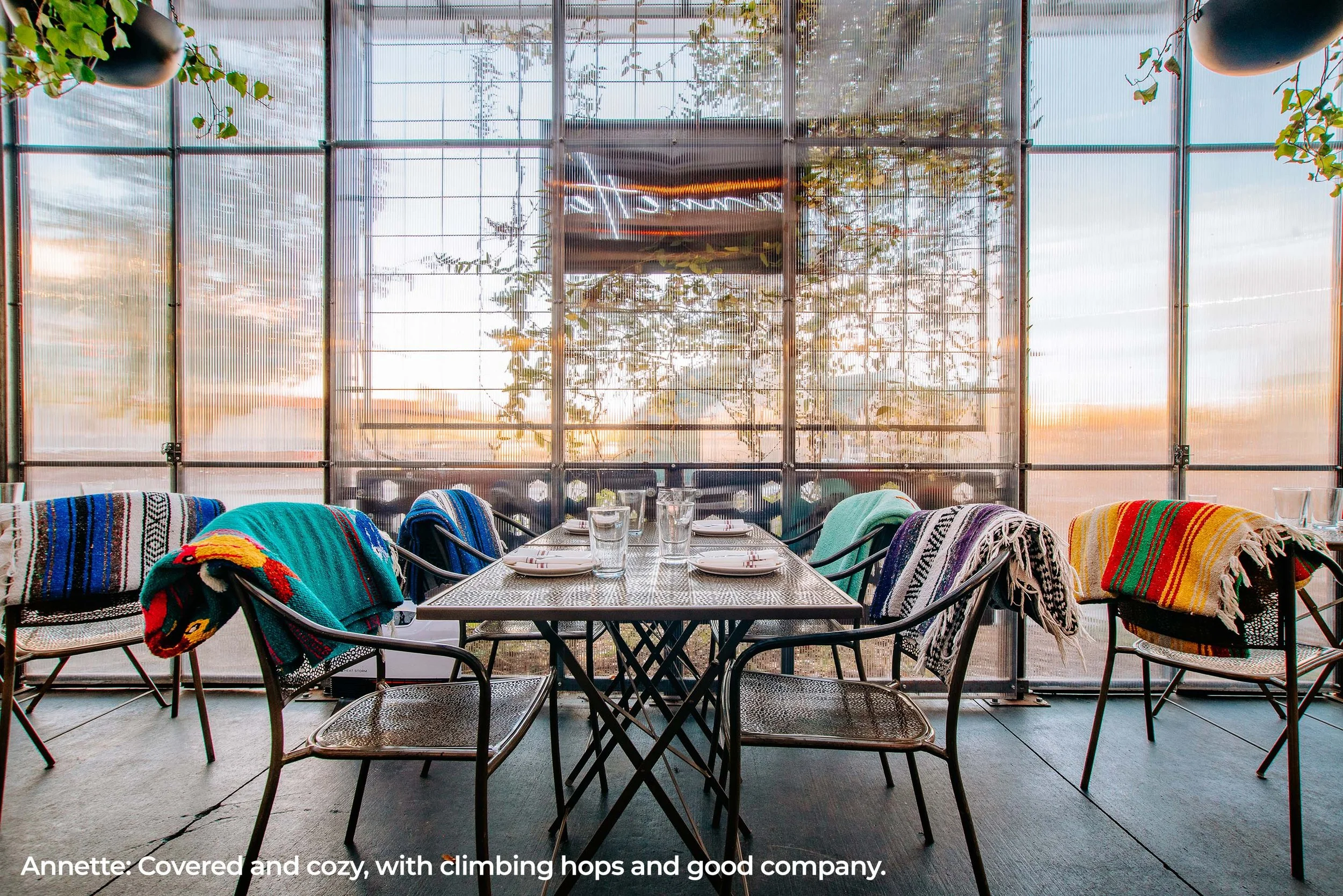 The cozy covered patio at Annette