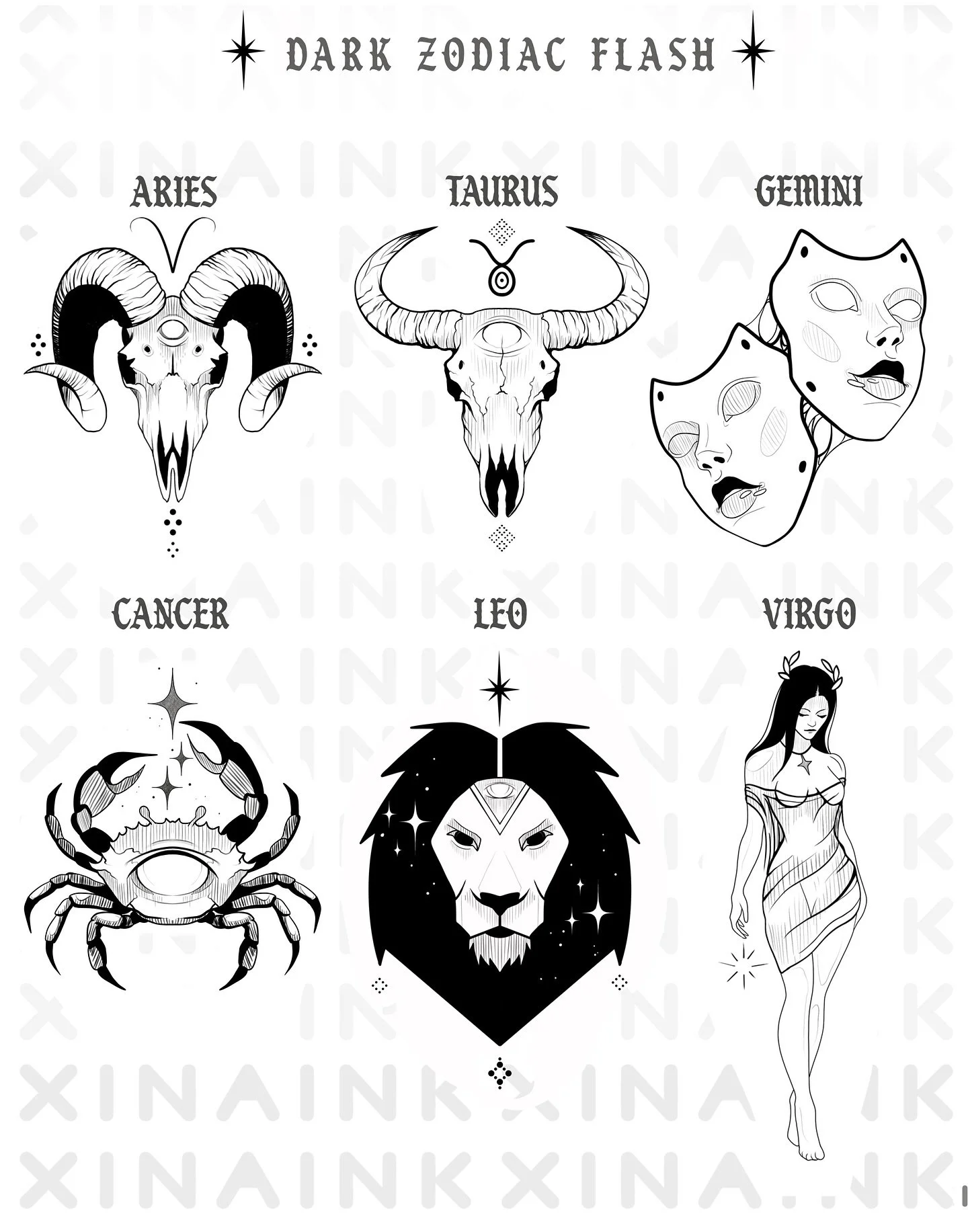 🌙 Dark Zodiac Flash Available! Dm or email!🌙
✨What&rsquo;s your zodiac sign?✨
✨Swipe for more ➡️✨