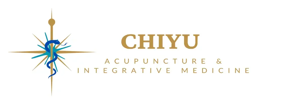 Logo for Chiyu Acupuncture & Integrative Medicine, featuring a stylized compass with a snake entwined around a needle.