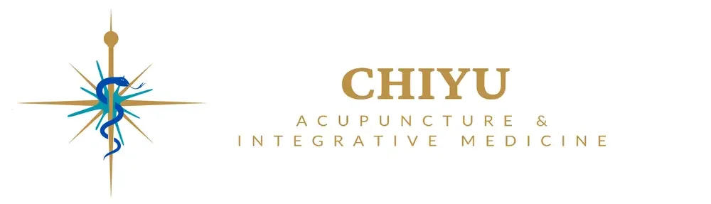 Logo for Chiyu Acupuncture & Integrative Medicine featuring a compass with a blue snake wrapped around a needle.