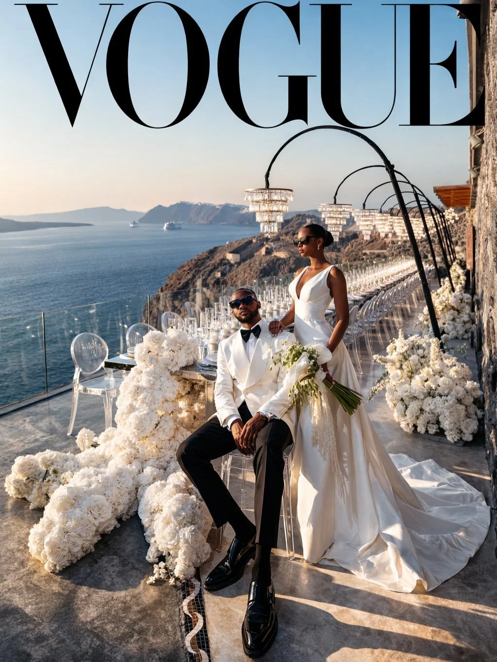 Roberta &amp; Gary.

From London to Santorini.
A study in modern elegance. Effortless, assured, contemporary, unforgettable.

Now in British Vogue, March issue.

@roberta3377 &amp; @_irag_ you 've been amazing!

@britishvogue 

Venue: @cavo_ventus_lu