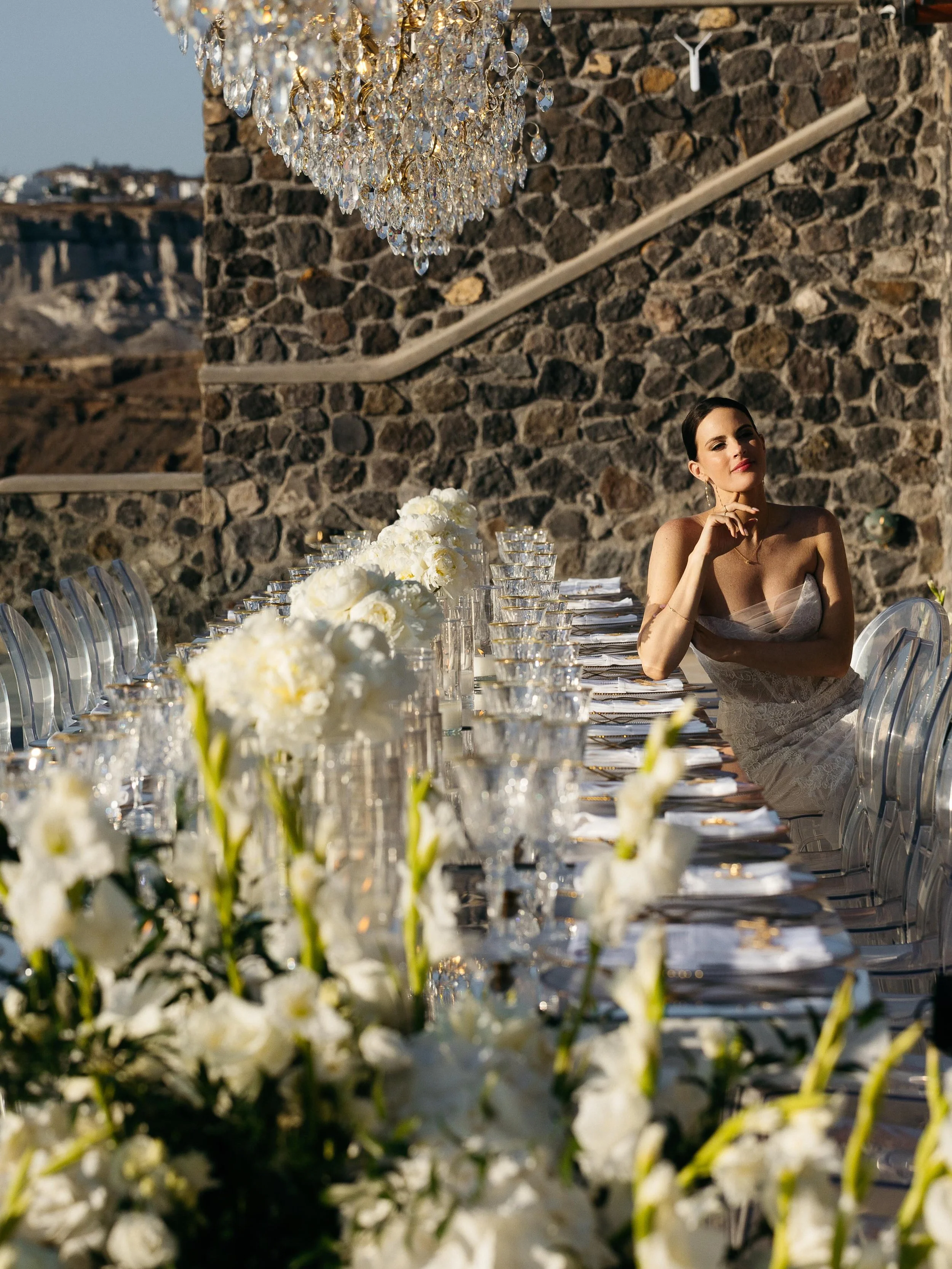 Planning love stories in the airiest way possible. ✨

Venue: @cavo_ventus_luxury_villa 
Photo &amp; Video: @kapetanakisstudios 
Mirror Aisle - Chandeliers - Sound - Light: @santorinievents 
Catering &amp; Equipment: @spicy_bites_catering_rentals 
Flo