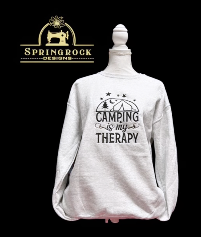 Embroidered CAMPING is my therapy SWEATER