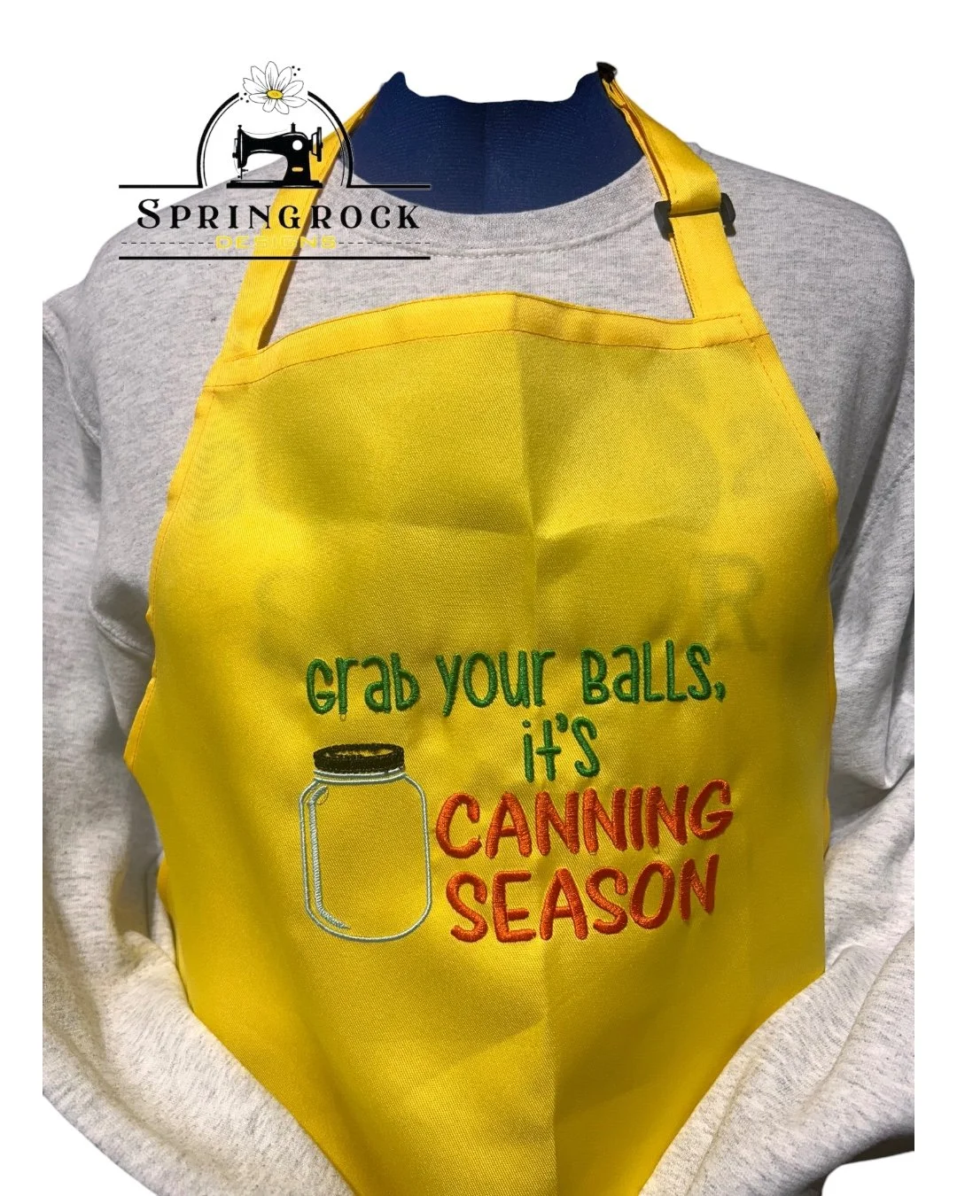 GRAB YOUR BALLS IT'S CANNING TIME embroidered Apron YELLOW