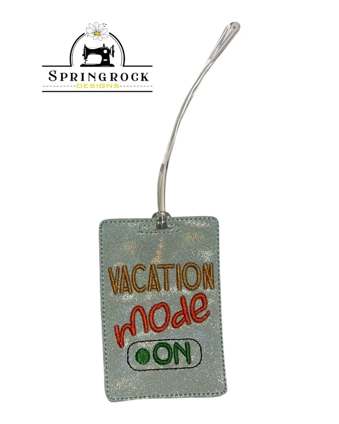 "VACATION MODE" luggage/bag tag embroidered