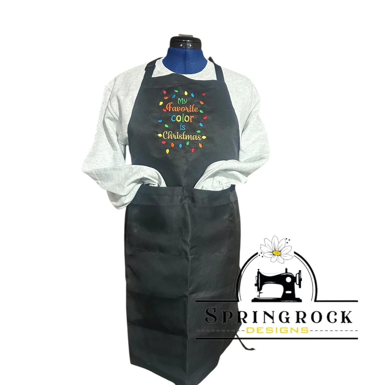 MY FAVORITE COLOR IS CHRISTMAS embroidered apron