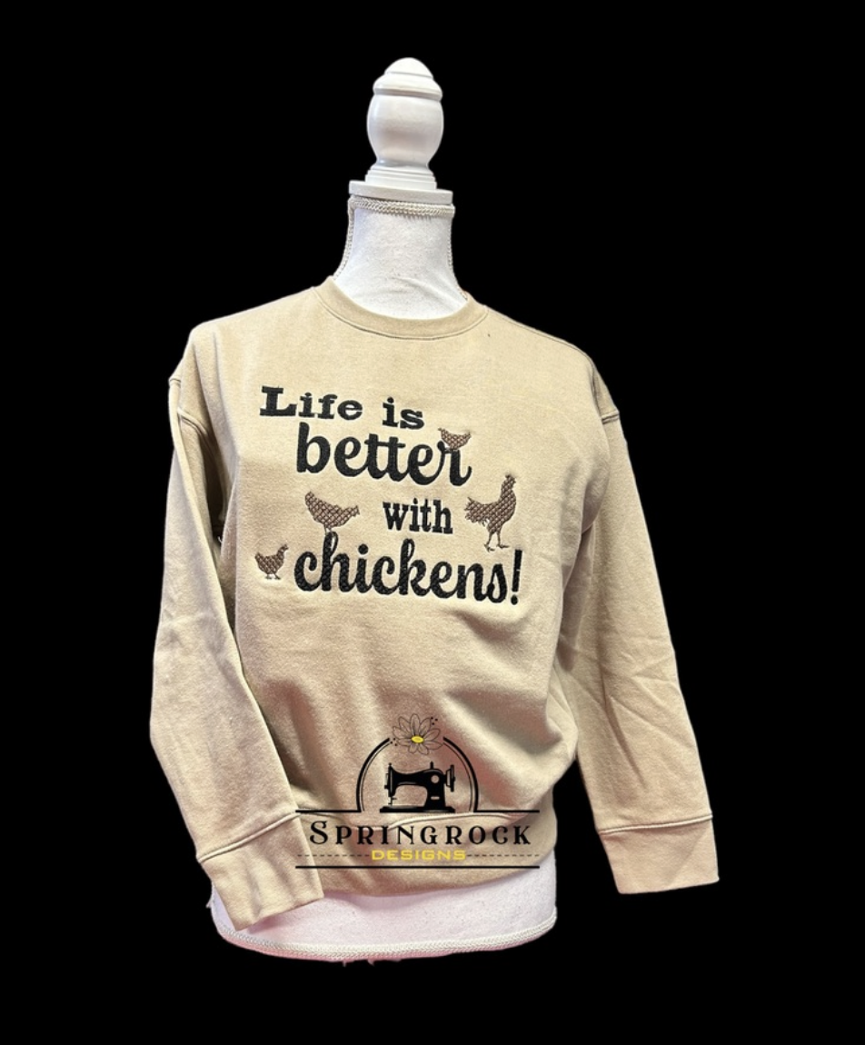 embroidered Life is better with chickens!