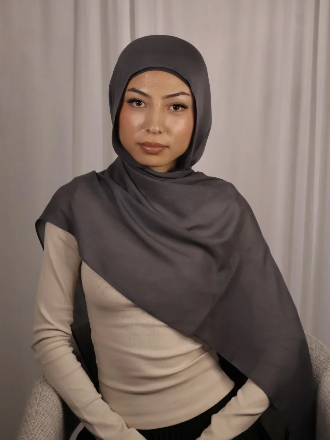 Grey Modal Hijab Set
