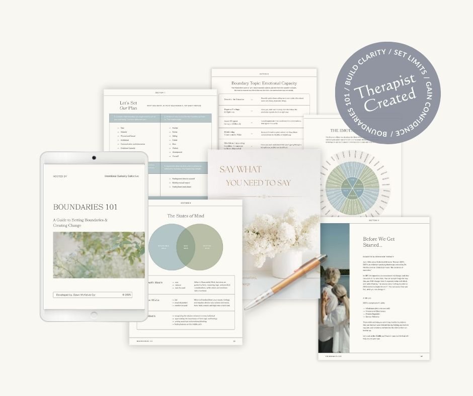 Mockup of the Boundaries 101 workbook and worksheets