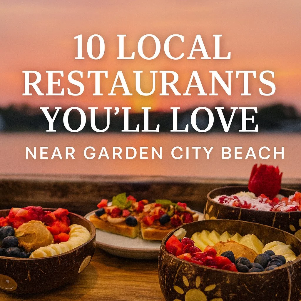 10 Local Restaurants You&rsquo;ll Love Near Garden City Beach Book today at www.palmettoandbirch.com https://www.palmettoandbirch.com/journal/-10-local-restaurants-youll-love-near-garden-city-beach