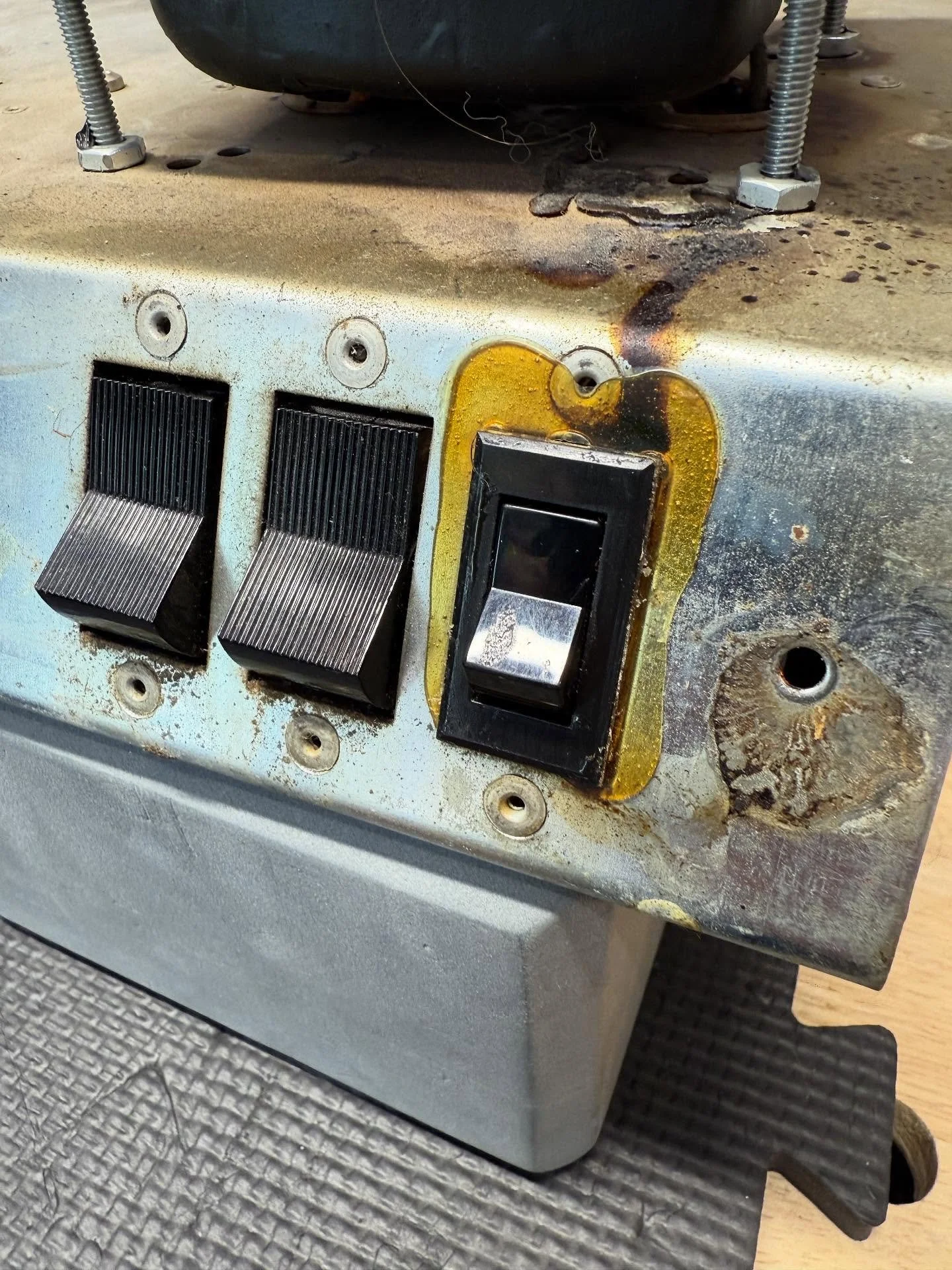 Previous amp tech: &ldquo;You need a new power switch.&rdquo;
Customer: &ldquo;Do you have one that fits?&rdquo;
Tech: &ldquo;Hold my epoxy.&rdquo;