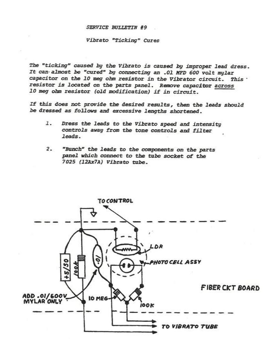 Fender SERVICE BULLETIN #9 - Vibrato "Ticking" Cures