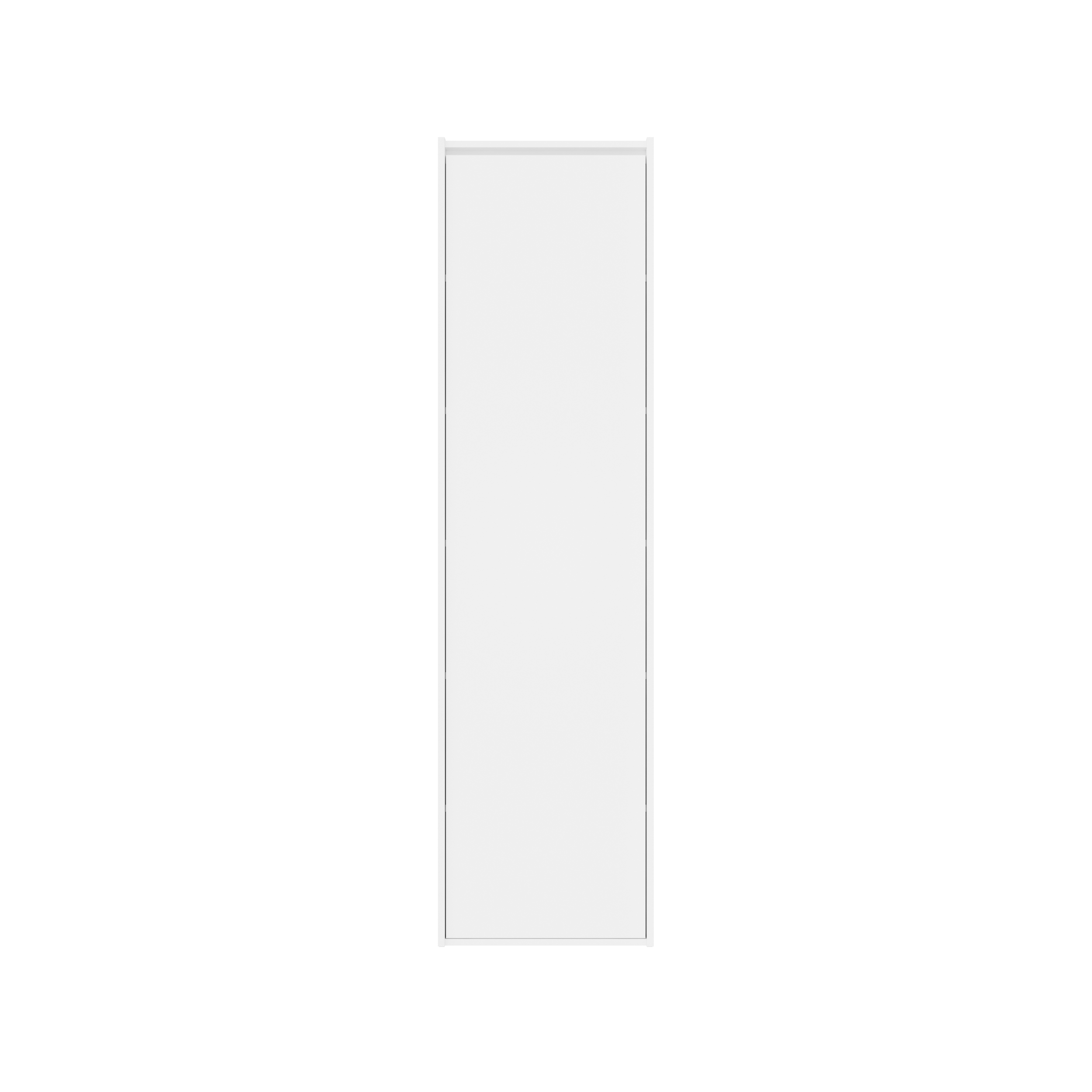 A tall, narrow, white door with a simple, sleek design.