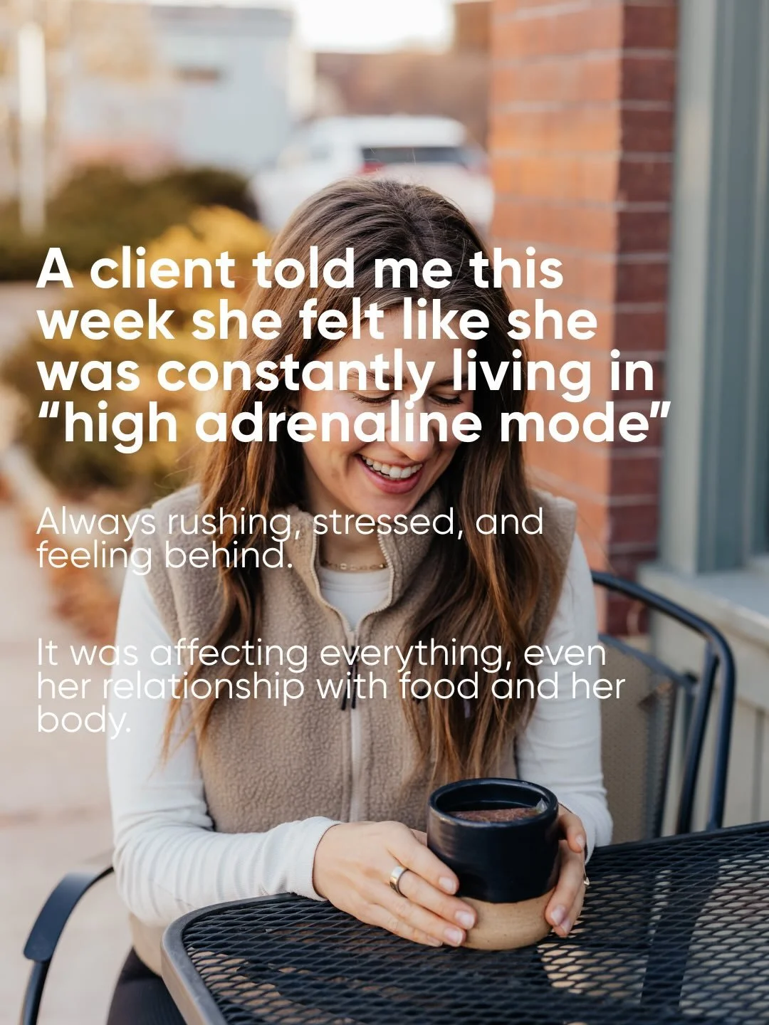 So many women think they just need more discipline, which might be true sometimes. 

But most of the time? They&rsquo;re exhausted from living in constant pressure, stress, and all-or-nothing thinking.

The shift happens when we start working with ou